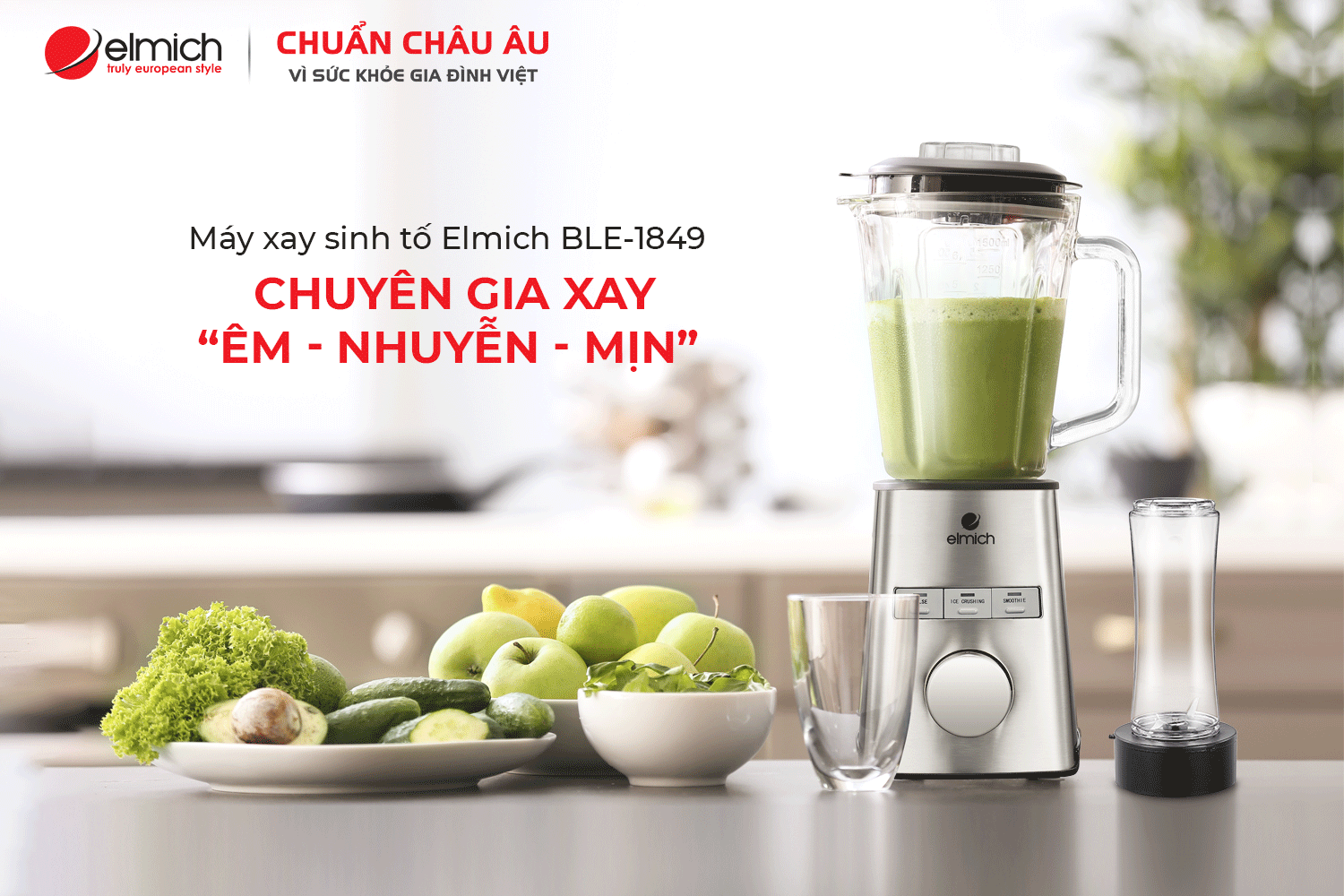 Máy xay sinh tố Elmich BLE-1849 công suất lớn Hàng chính hãng