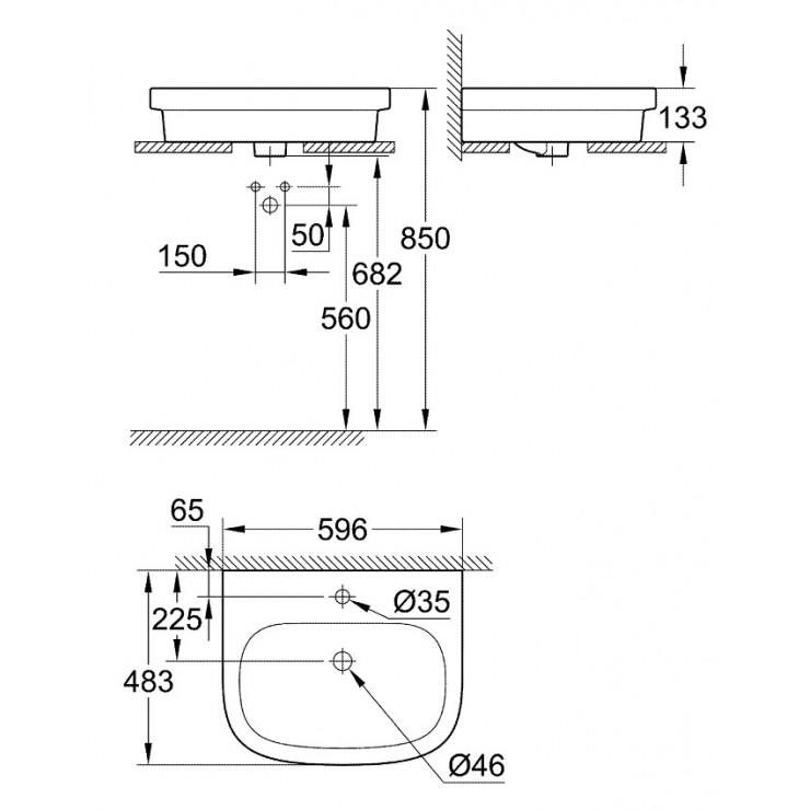 Chậu Rửa Mặt Lavabo Grohe 39198000 Eurosmart Bán Âm