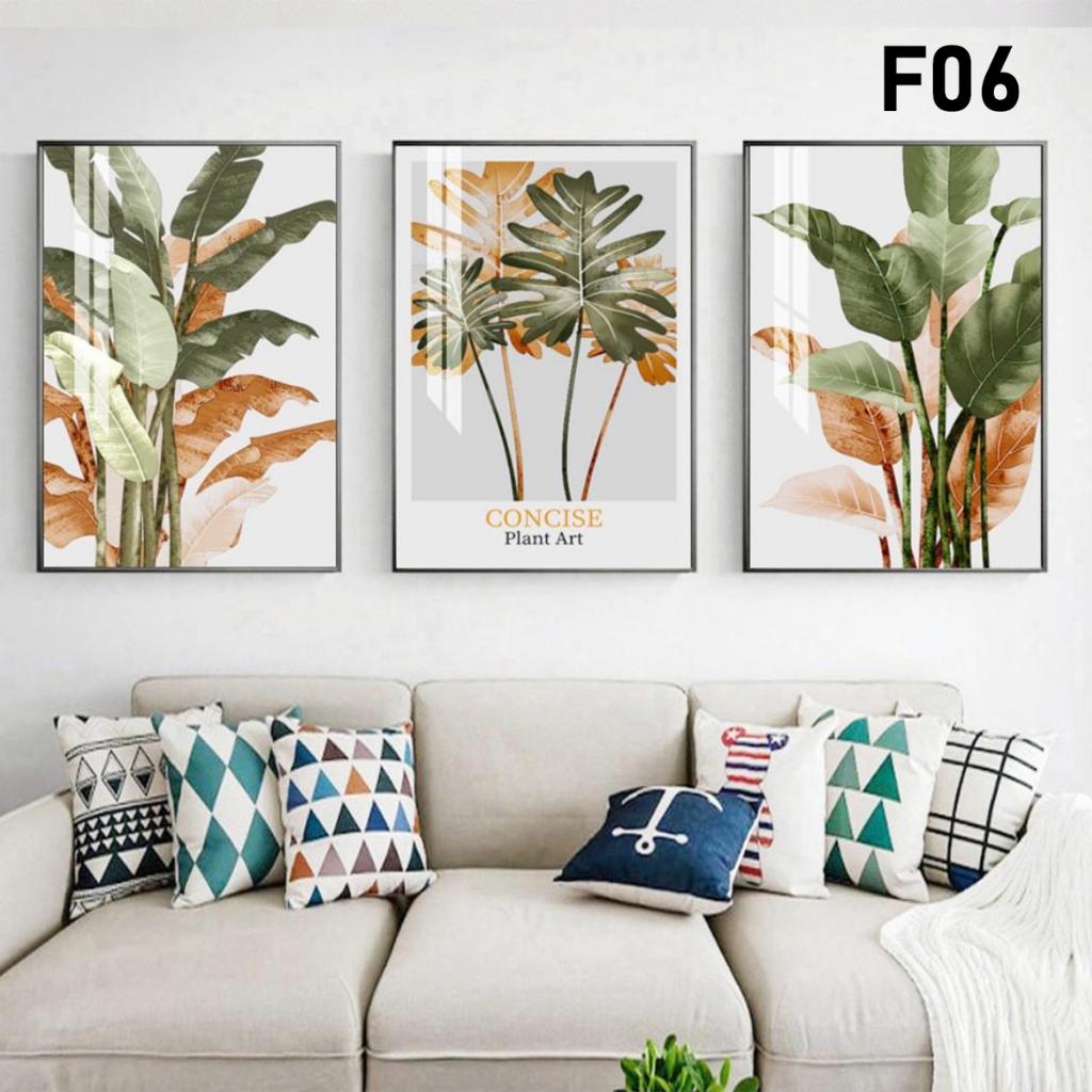 Tranh treo tường 3 bức khung gỗ tranh phòng khách,tranh phòng ngủ phòng bếp phong cách hiện đại - HALO Decor