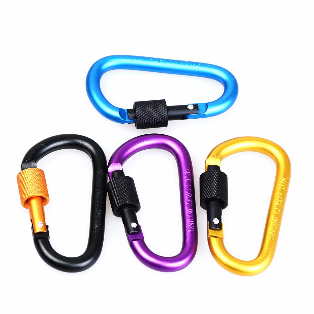 10Pieces D Ring Carabiner Screw Lock Climbing Buckle Snap Spring Clip Aluminum Alloy Hook Keychain for Camping Outdoor Activity