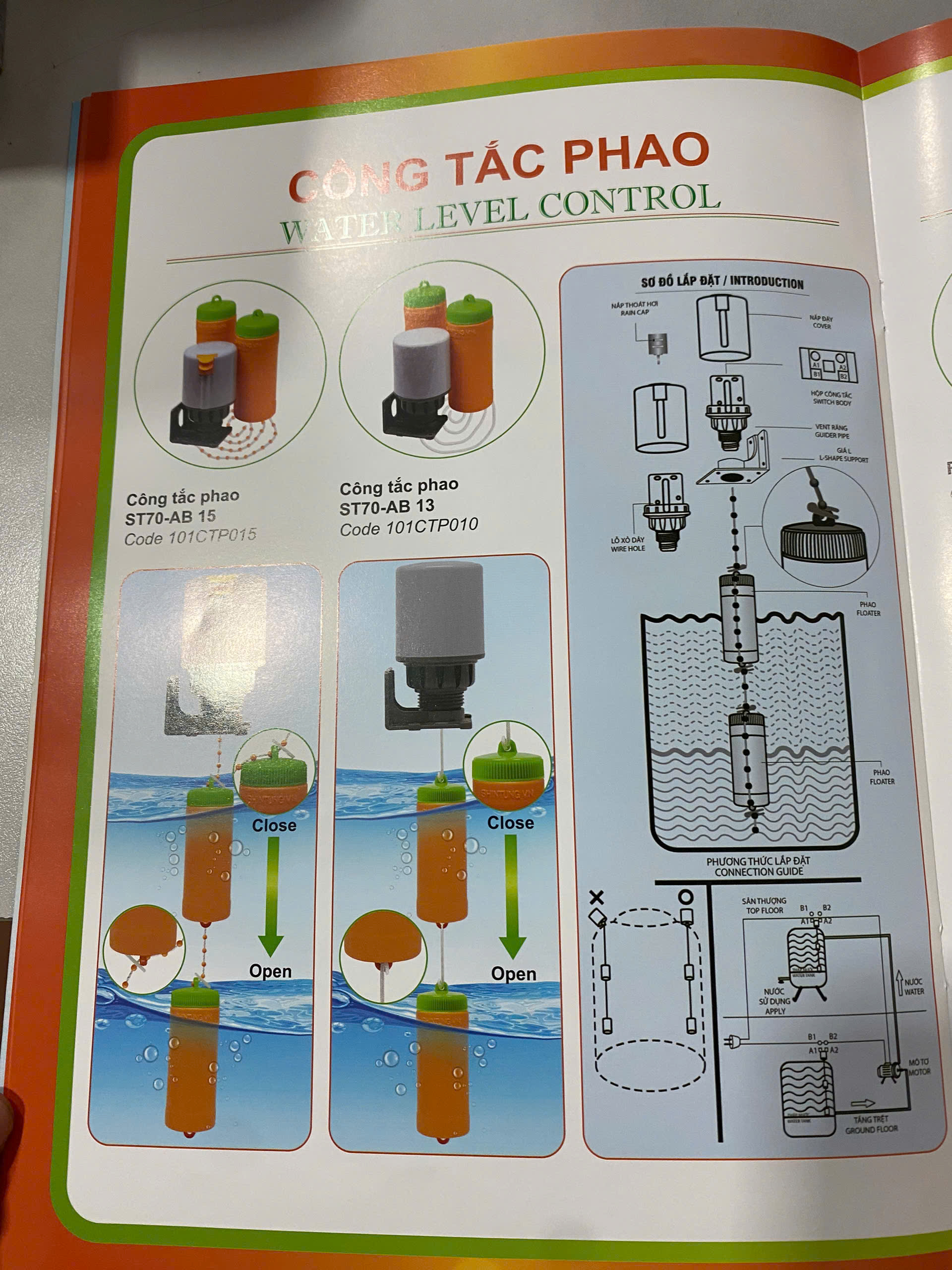 Phao Điện / Công tắc phao Onpas _ ST70-AB15