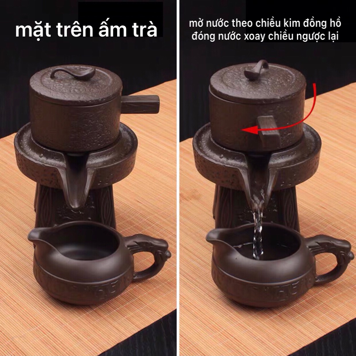 Bộ ấm chén pha trà đẹp Cối xay gốm tử sa cao cấp, màu nâu đất 10 chi tiết
