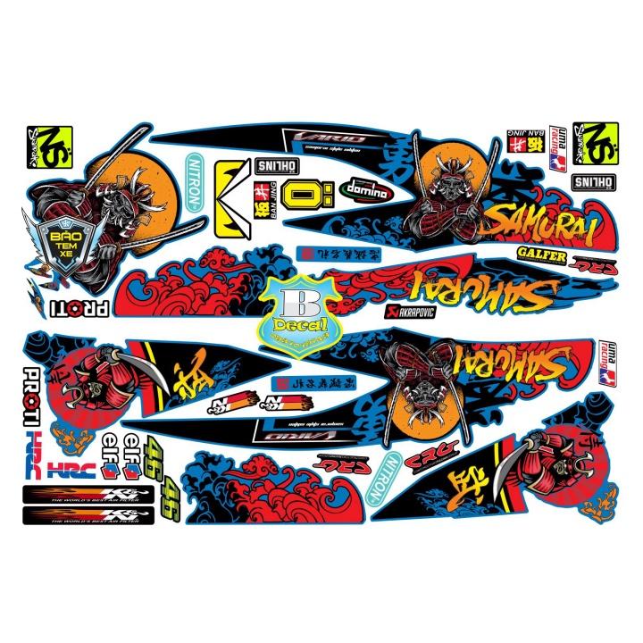 Tem rời dán xe vario 150 samurai dán xe xanh - Bi Decal