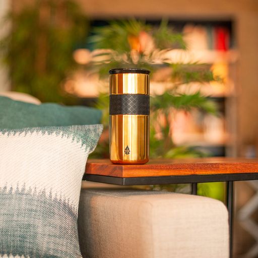 Ly giữ nhiệt Artisan Elemental 480ml màu xanh vàng gold, giữ nhiệt vượt trội, inox 304, FDA Hoa Kỳ, nắp sứ sang trọng