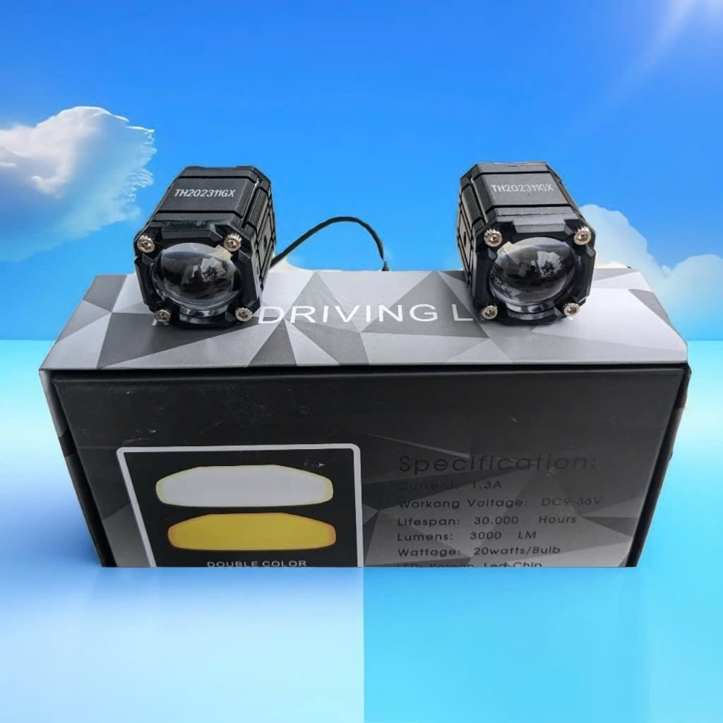 Đèn Trợ Sáng Xe Máy Ô Tô Bi Cầu 2 Màu Cốt Pha - Bản Đặc Biệt 4 Chế Độ, Mẫu Mới Hàng VIP: Ánh Sáng Đỉnh Cao