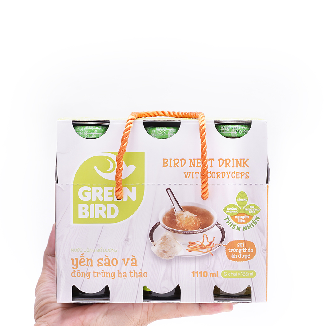 Nước uống bổ dưỡng yến sào và đông trùng hạ thảo Greenbird (Lốc 6 chai)