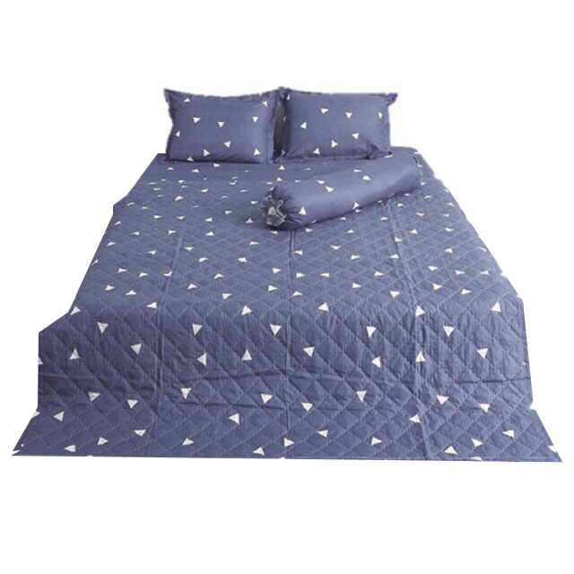 Set 5 món chăn hè ga chun Cotton Poly tam giác ghi