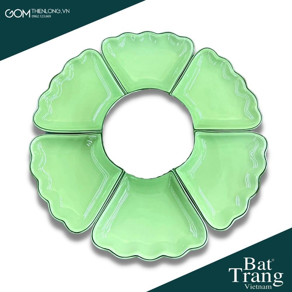 Combo Bộ Bát Đĩa Thắp Hương Hoa Mặt Trời Màu Cốm Ngọc ĐK60 - Đồ Thờ Cúng Bát Tràng - Gốm Thiên Long
