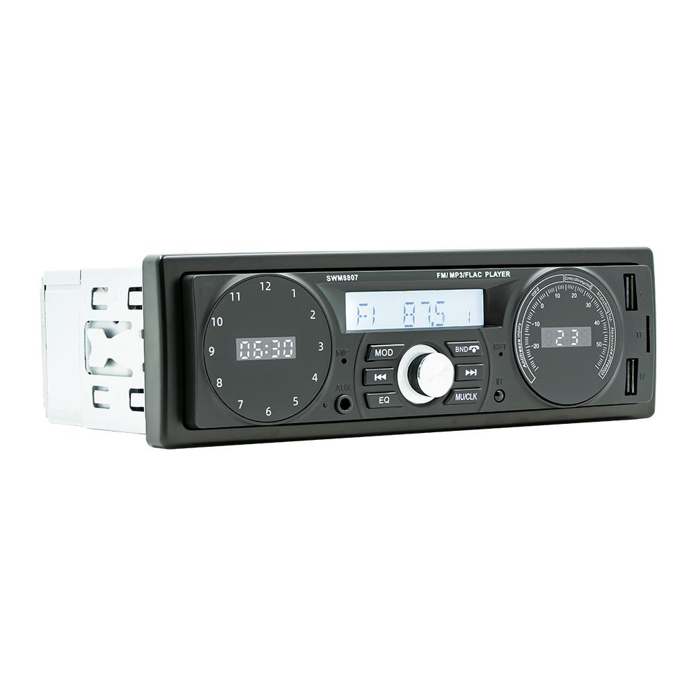 Car Stereo Receiver Single Din BT MP3 Player AM/FM Radio Support Time/Temperature Display Hands-Free Calls U-Disk/TF Card/AUX-in with Remote Controller