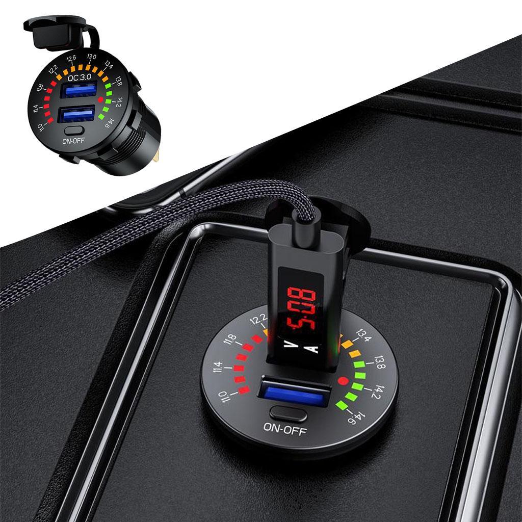 Dual USB Charger Waterproof 2 Port Voltage Display Phone Adapter 12V 24V