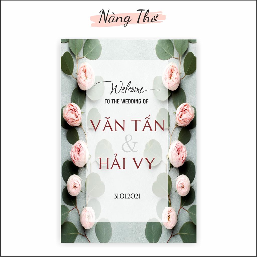 Tấm form đứng để cổng trang trí tiệc cưới_in nội dung theo yêu cầu của khách