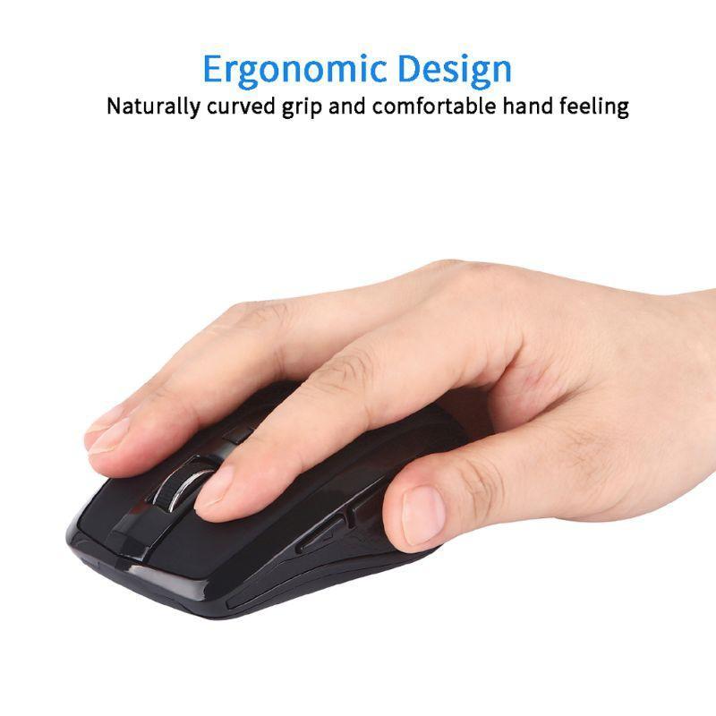 Bộ chuột không dây 2.4Ghz độ nhạy 800/1200/1600DPI sạc cổng USB Type-C kèm đầu thu