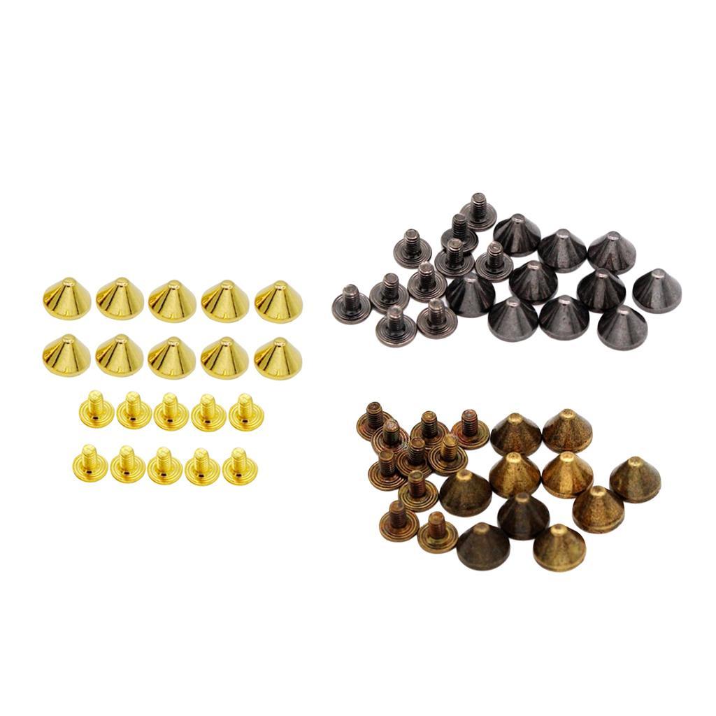3-5pack 10 Pieces Alloy Conic Rivets for Sewing Accessories Golden