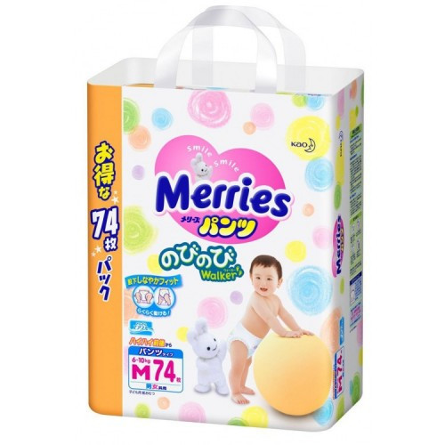 Bỉm - Tã quần Merries Jumbo size M74 miếng (Cho bé 6~11kg)