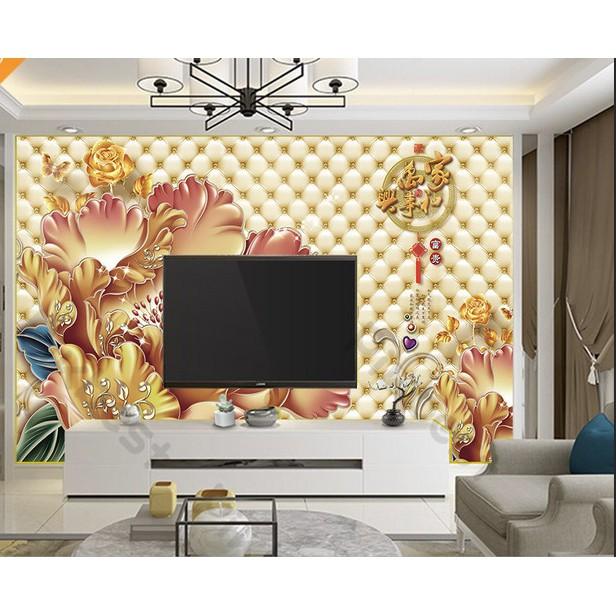 Tranh dán tường Hoa thủy tiên nổi bật phong cách Châu Âu, tranh dán tường 3d hiện đại MS629929