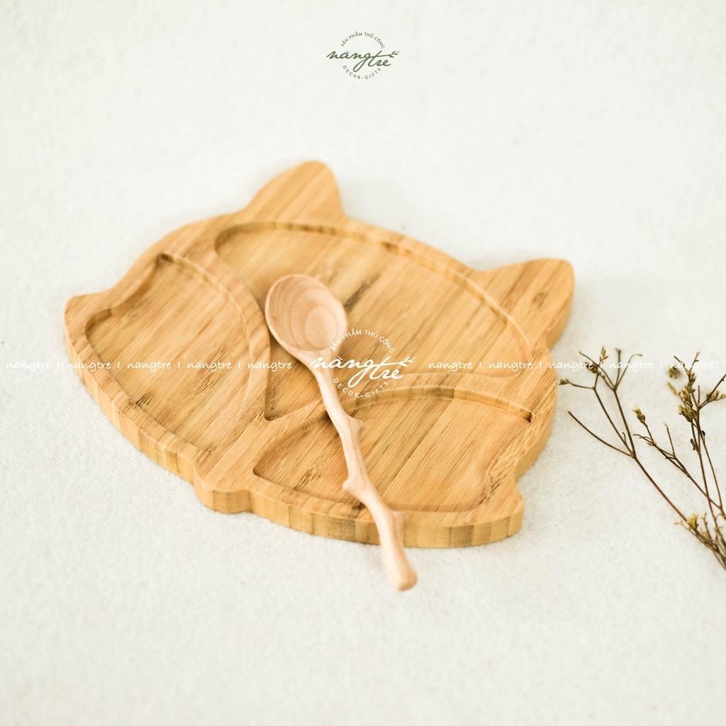 Khay gỗ tre hình con cáo - Khay gỗ tre ăn dặm - Bamboo wooden tray