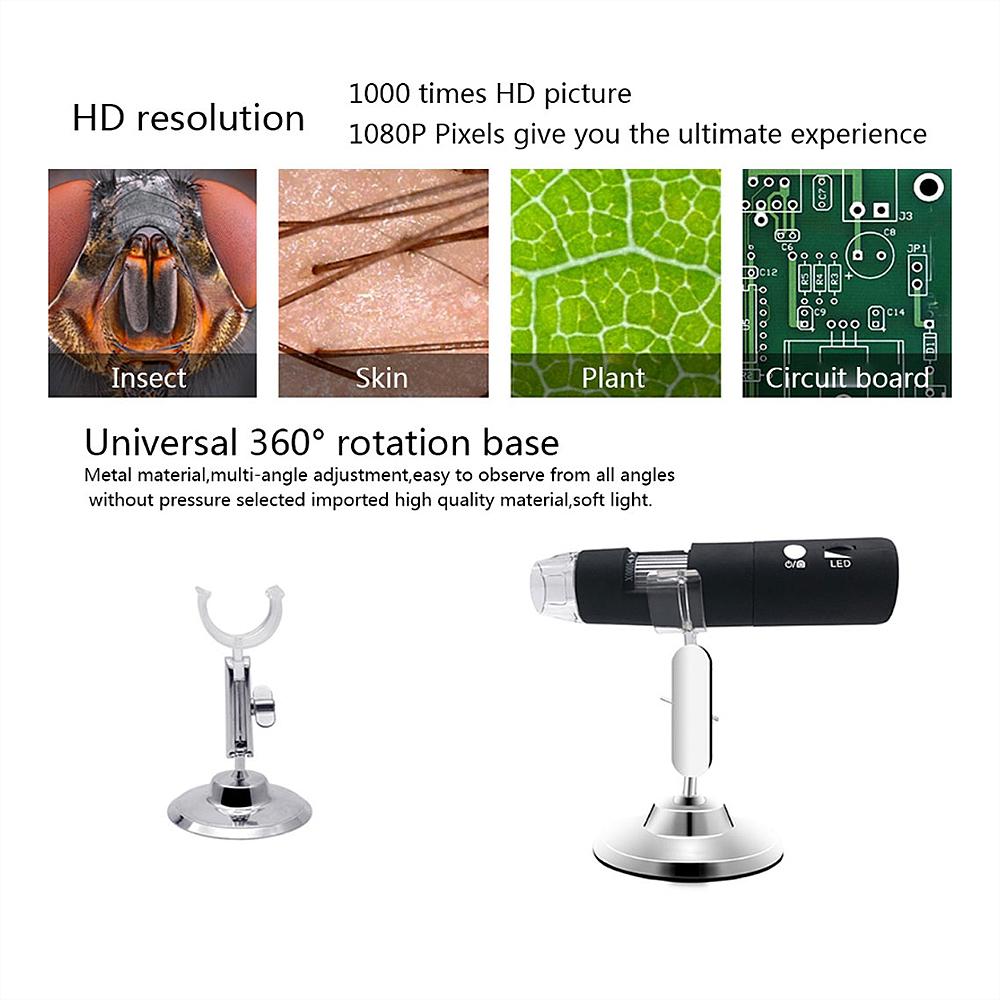 Kính hiển vi 1000x kỹ thuật số WIFI 1080P với 8 đèn LED có thể điều chỉnh cho IOS / Máy tính bảng / Điện thoại Android