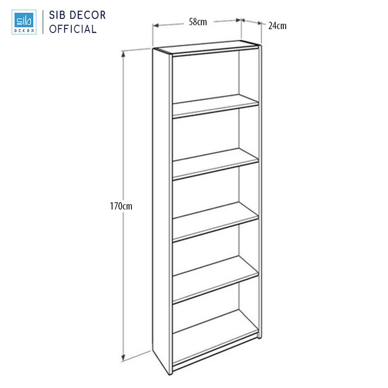 Tủ Gỗ Max 5 Ngăn Cao 170cm Có Hậu Màu Sonoma Oak Thương Hiệu SIB Decor