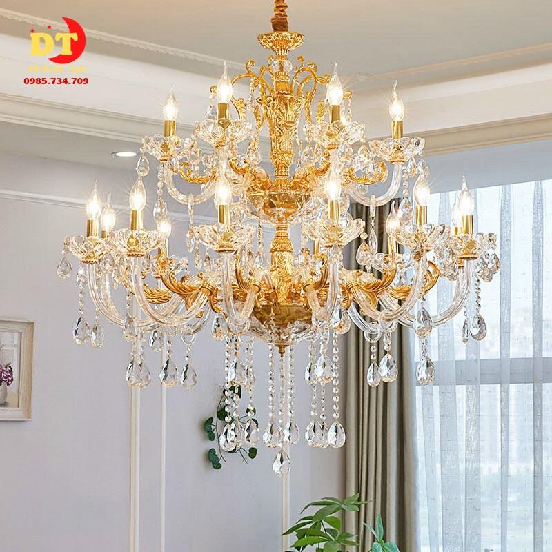 Đèn chùm nến phale tay hợp kim 18 tay cao cấp phòng khách, bắc âu cổ điển DQM
