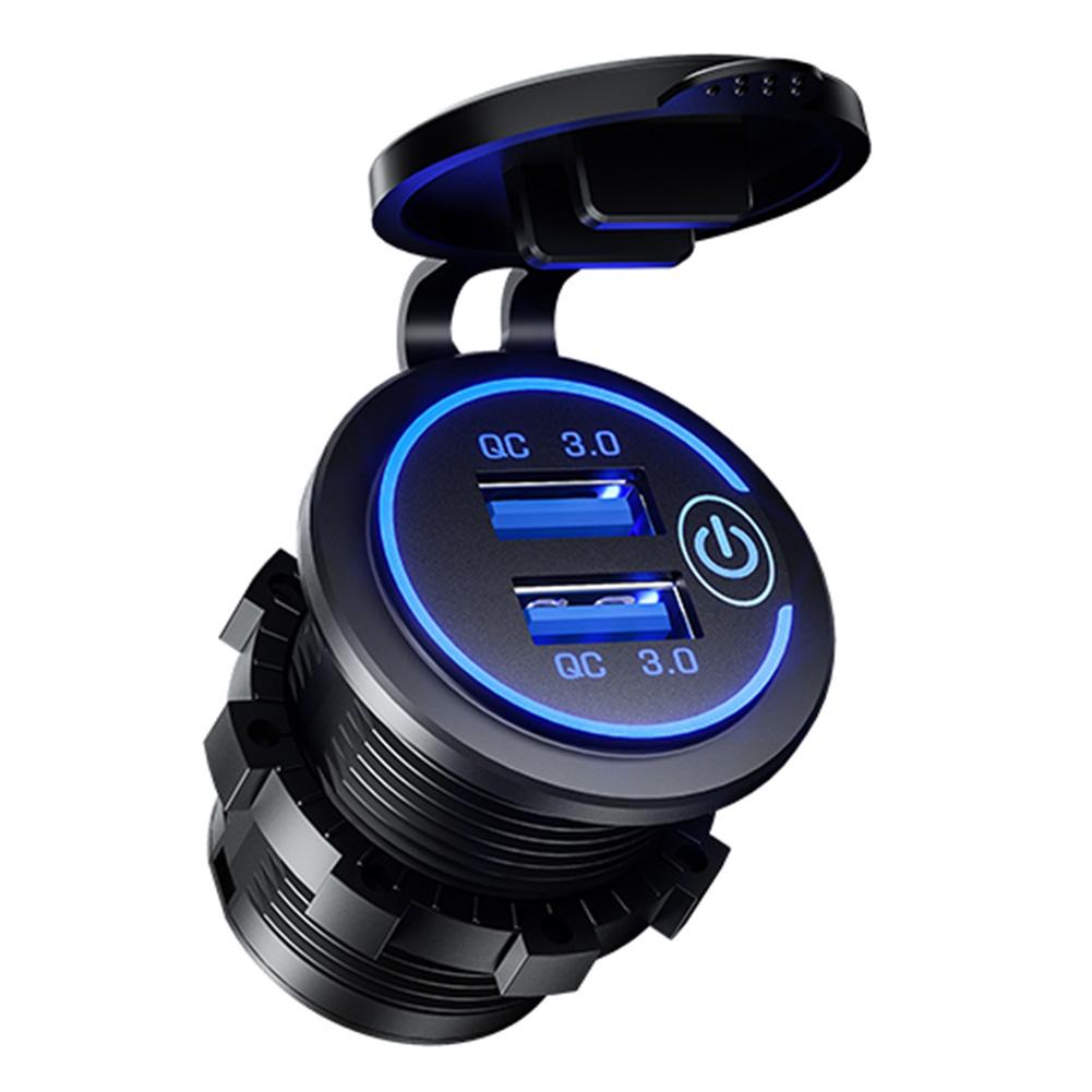 12-24V Sạc nhanh QC 3.0 Cửa hàng ổ cắm bộ sạc xe USB kép với dây điện