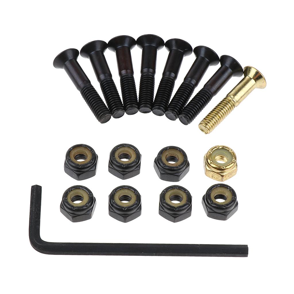 8pcs Replacement Skateboard Truck Hardware Set Longboard Screws Bolts Wrench