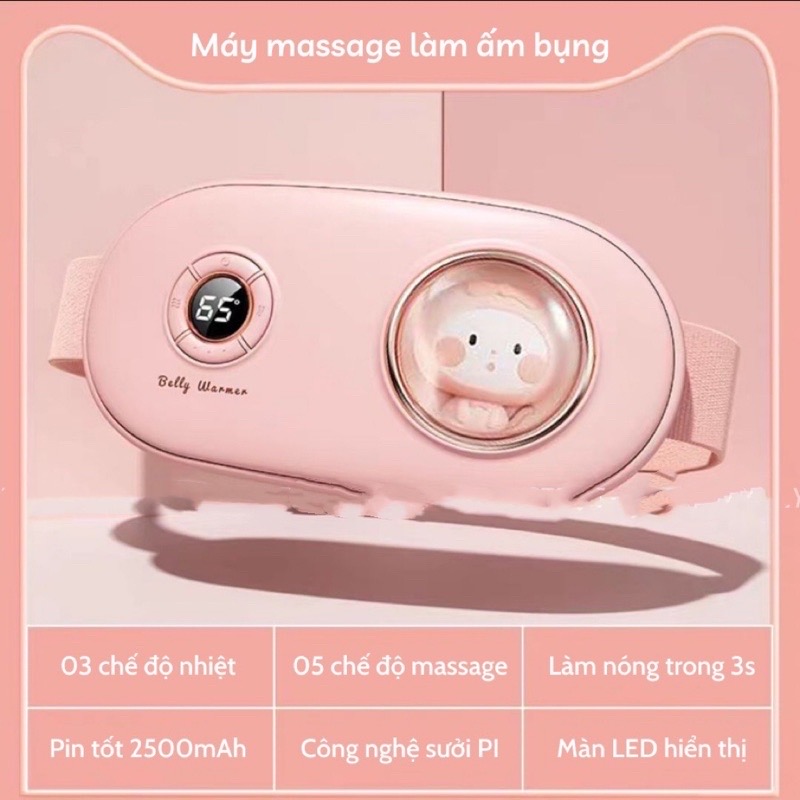 Máy massage đánh tan mỡ bụng  làm ấm bụng AIFS, giảm đau bụng đau lưng cho bạn gái đến Kì, Đai đeo chườm nóng giảm đau bụng kinh nguyệt