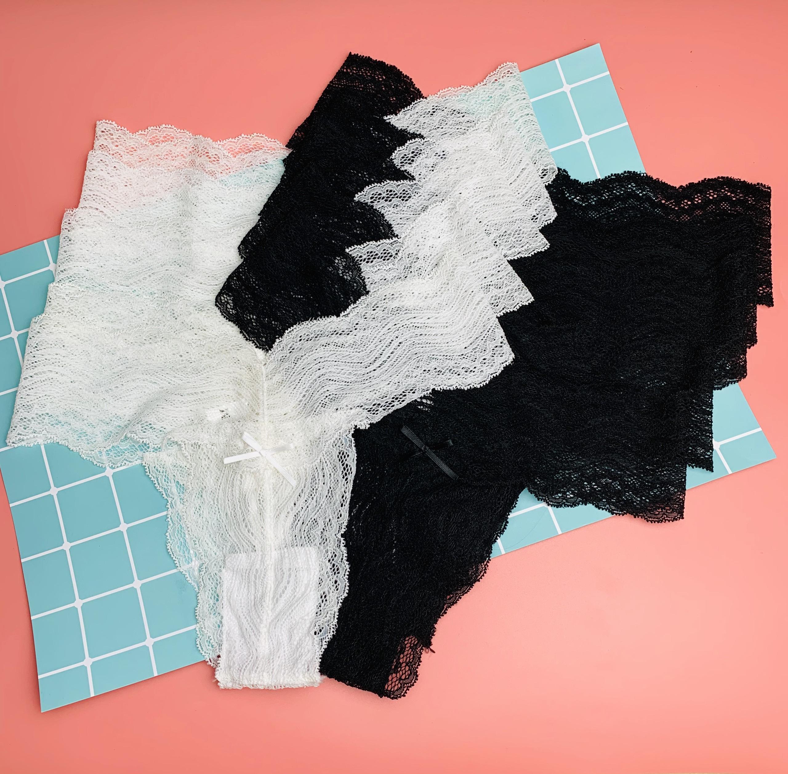 Combo 10 Quần Lót Ren Thun Co Dãn Sexy - 5 trắng 5 đen