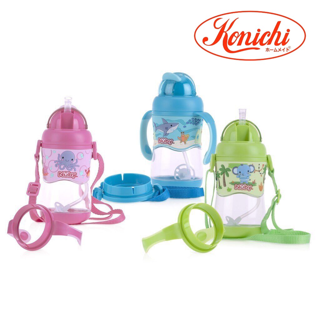 [ 10457-Nuby ] Bình uống nước có hai tay cầm + dây đeo, nhựa Tritan - 400ml