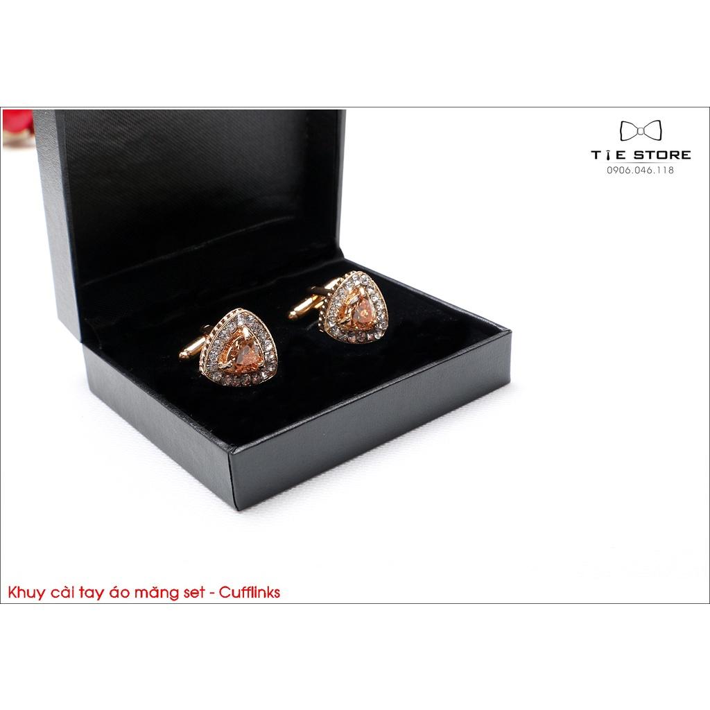 NHIỀU MẪU Khuy Cài tay áo Măng Set cao cấp đính đá - cufflinks , tặng kèm hộp nhỏ