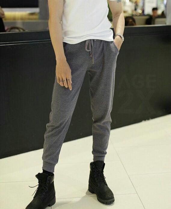 Quần jogger nam trơn bo gấu thun nỉ