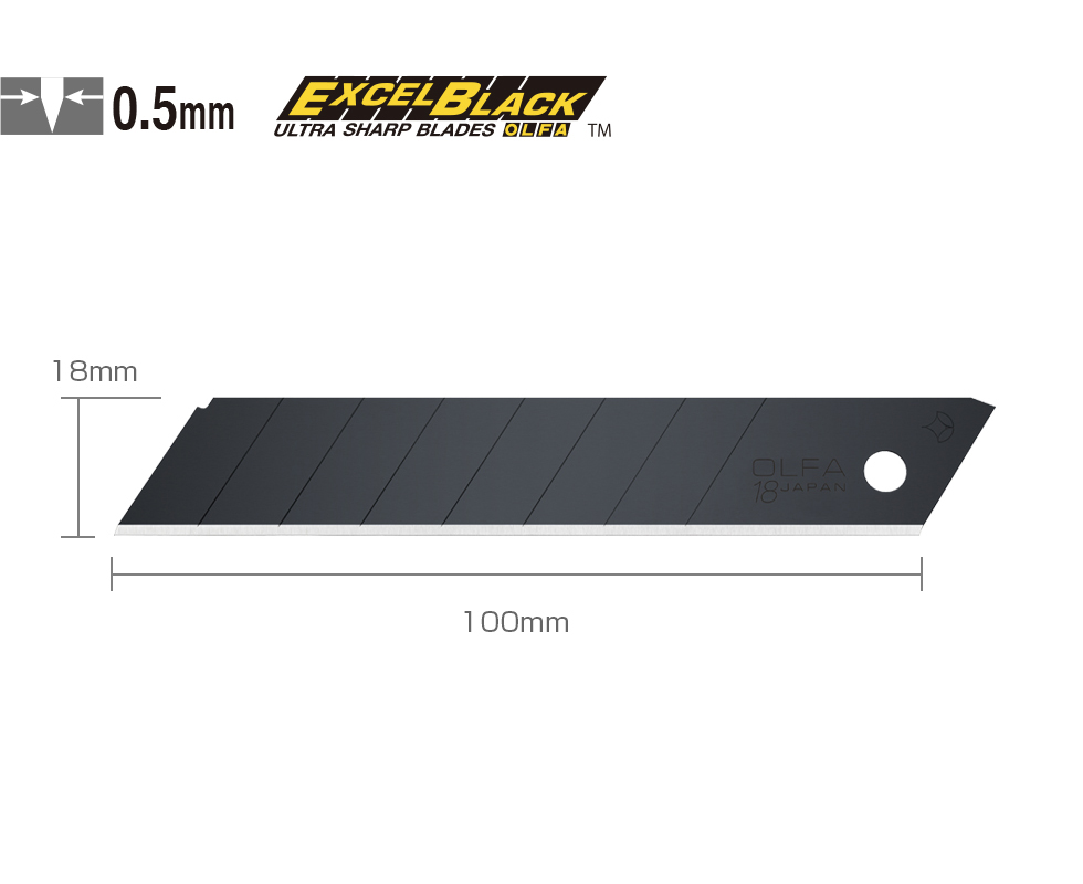 Hộp 10 Lưỡi dao cắt rọc UltraSharp 18mm Nhật OLFA LBB-10B- màu đen