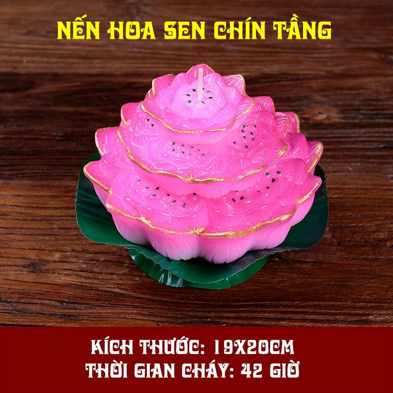 Nến hoa sen chín tầng phật, sáp hoa sen chín tầng phật an toàn cho sức khỏe - Thời gian cháy 42h