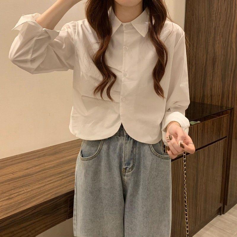 Áo sơ mi nữ dáng ngắn xếp ly ngực