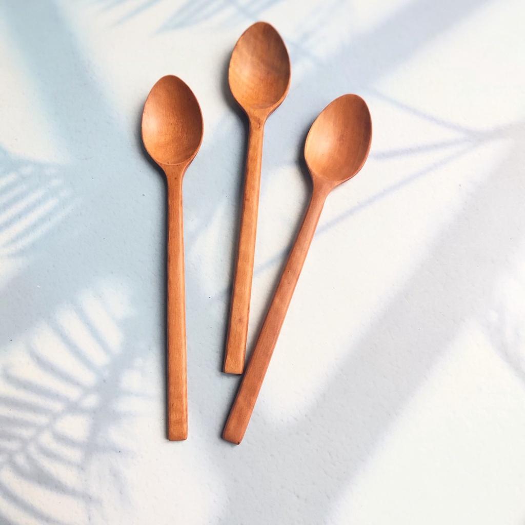 Thìa Gỗ Nhãn Tự Nhiên Miệng Elip, Cán Dài, Thìa Gỗ Nhãn Thủ Công Xuất Nhật, Chụp Ảnh Decor
