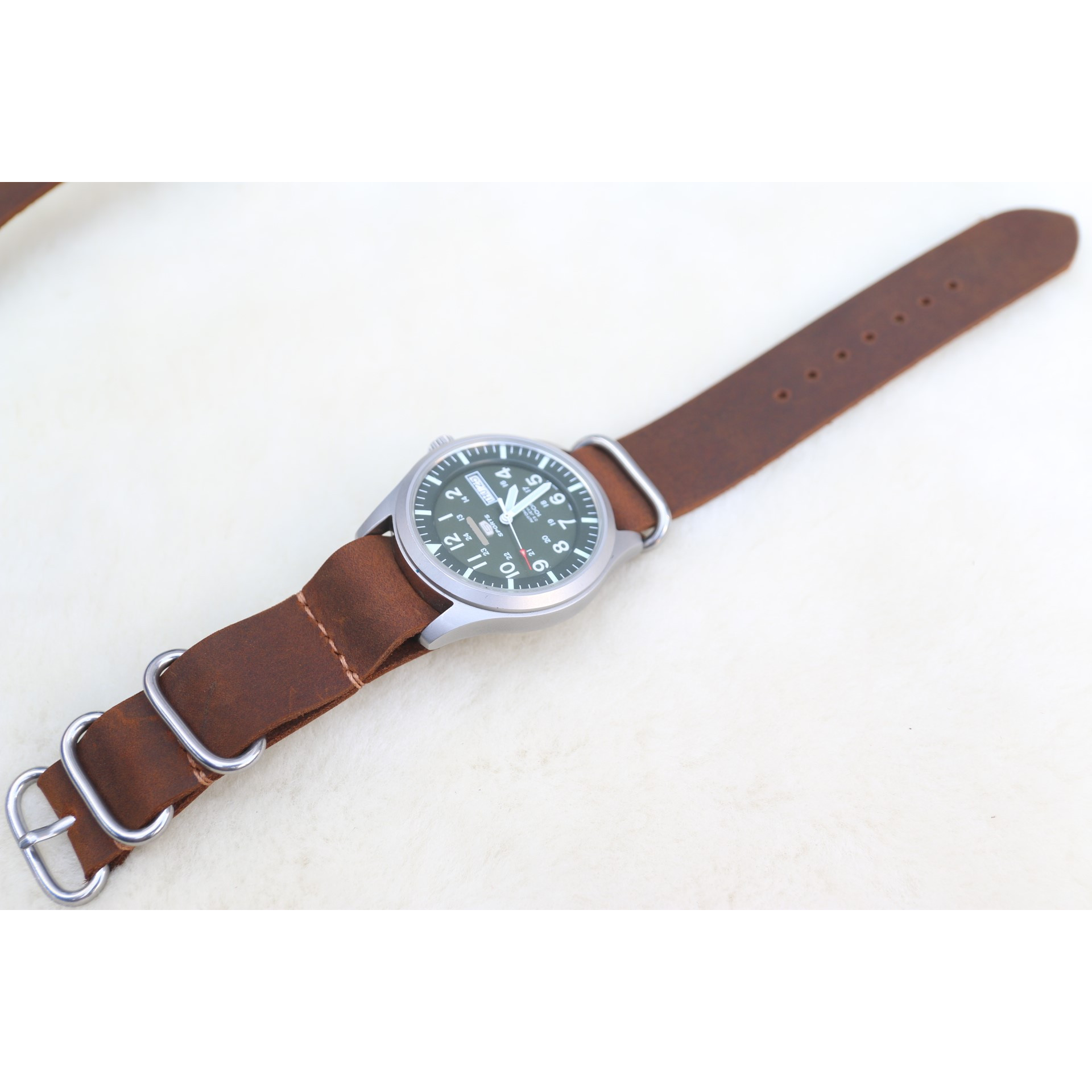 Dây đồng hồ NATO da sáp ngựa handmade