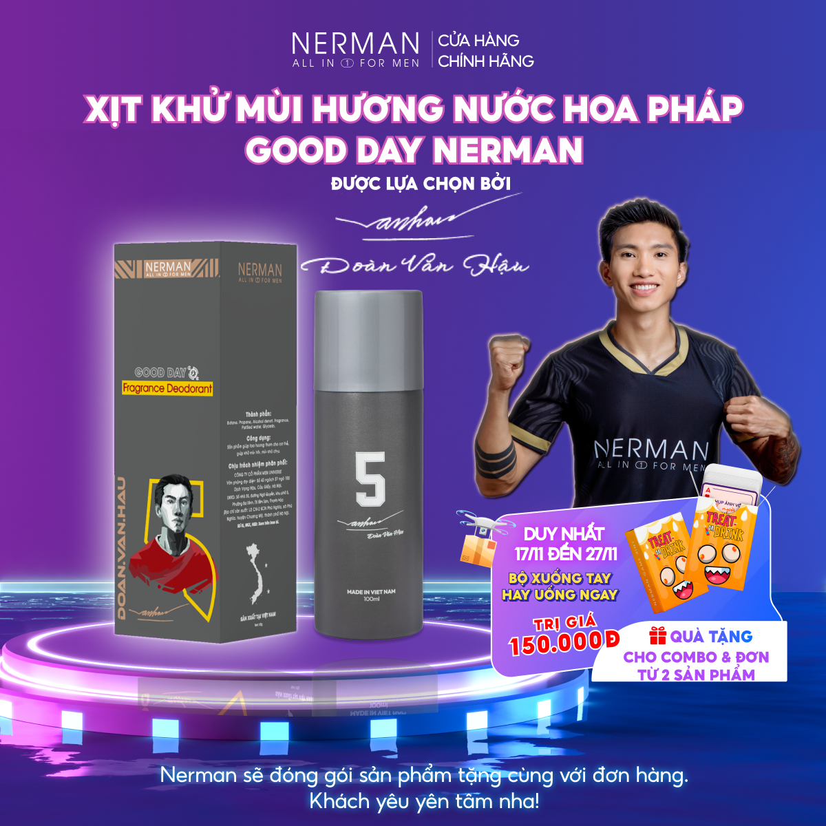 Xịt khử mùi hương nước hoa Pháp Good Day Nerman 100ml