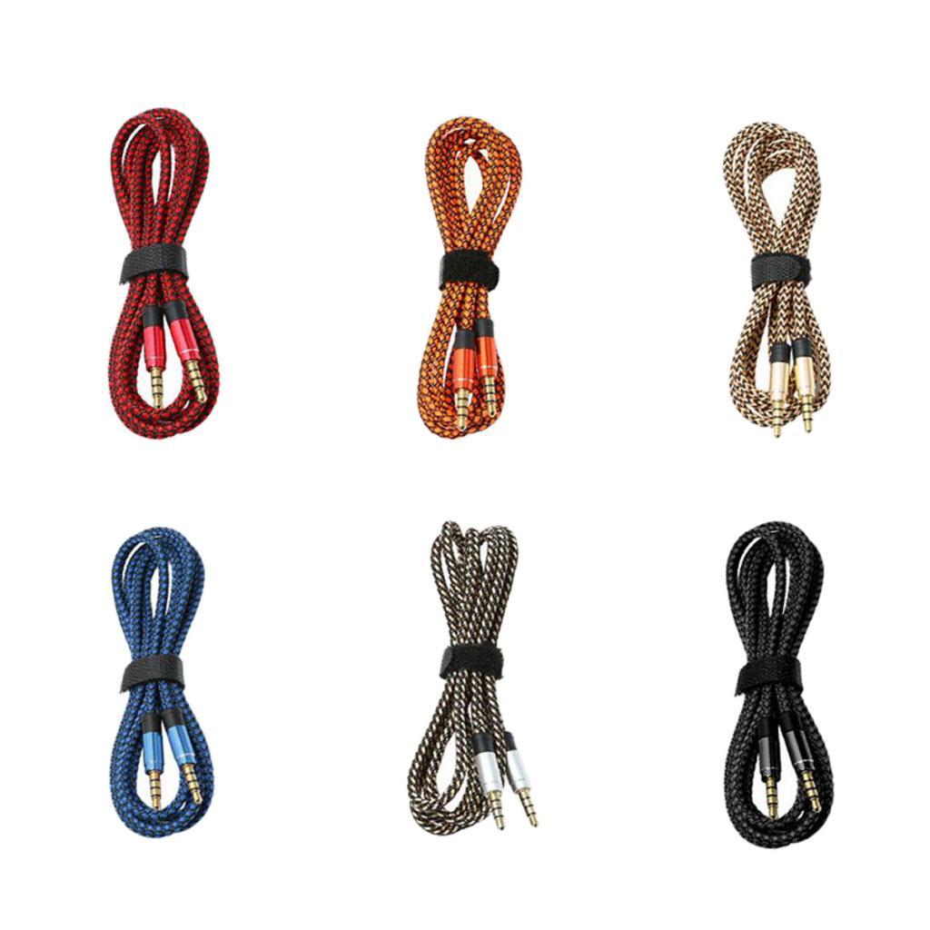 3.5mm Aux Audio Cable Nylon Braided Tablet AUX Audio HiFi Cord 1.5m 4.9ft