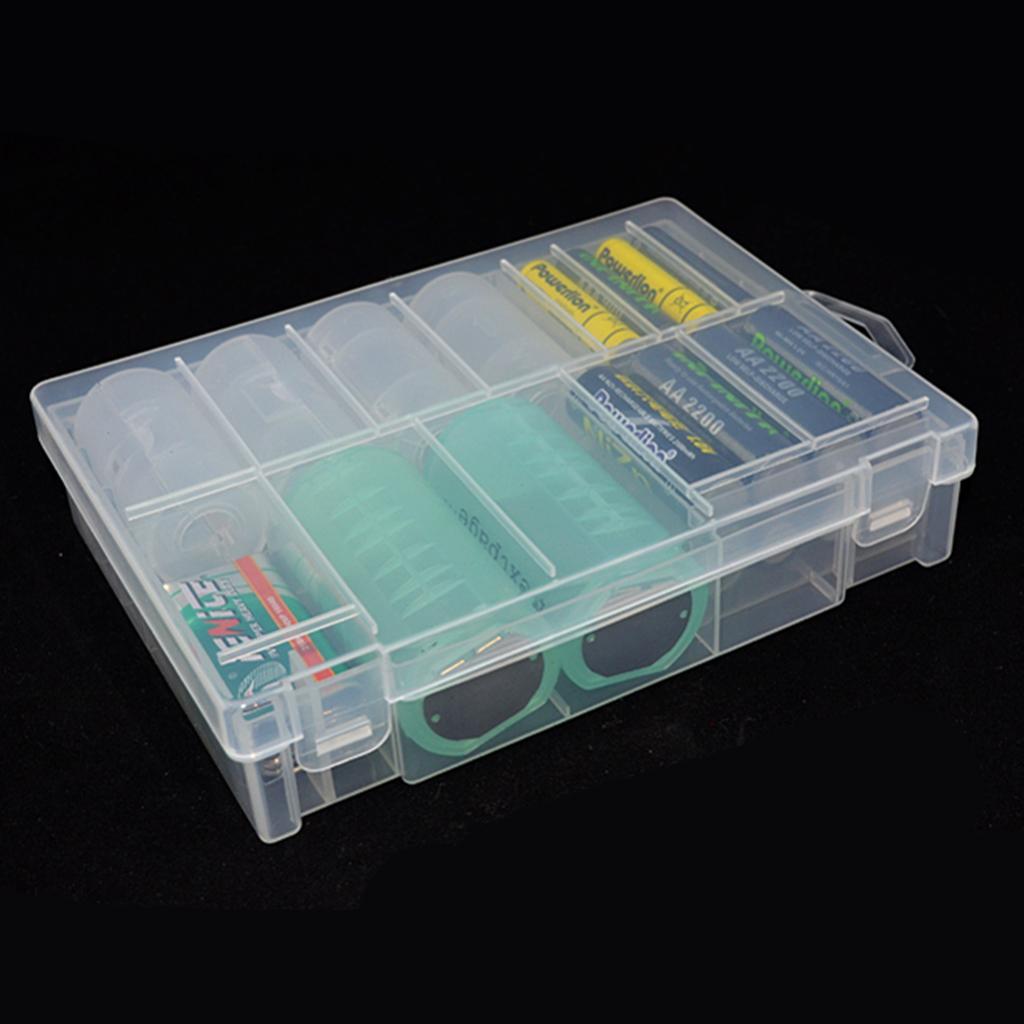 Clear Plastic Battery Storage Case Box Durable for 8x AA &amp; 8x AAA Batteries