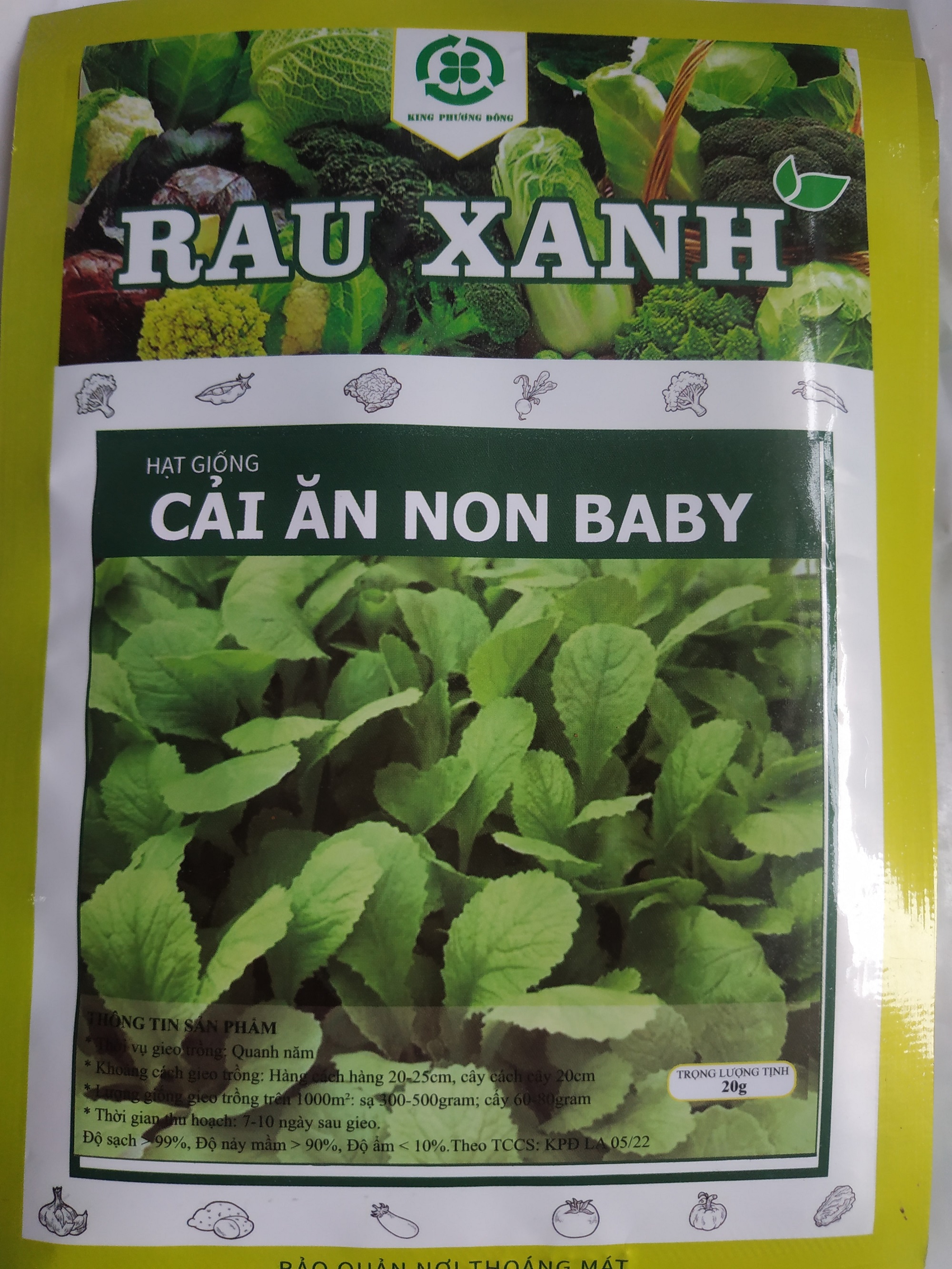 Hạt giống CẢI ĂN NON BABY - gói 20 gram