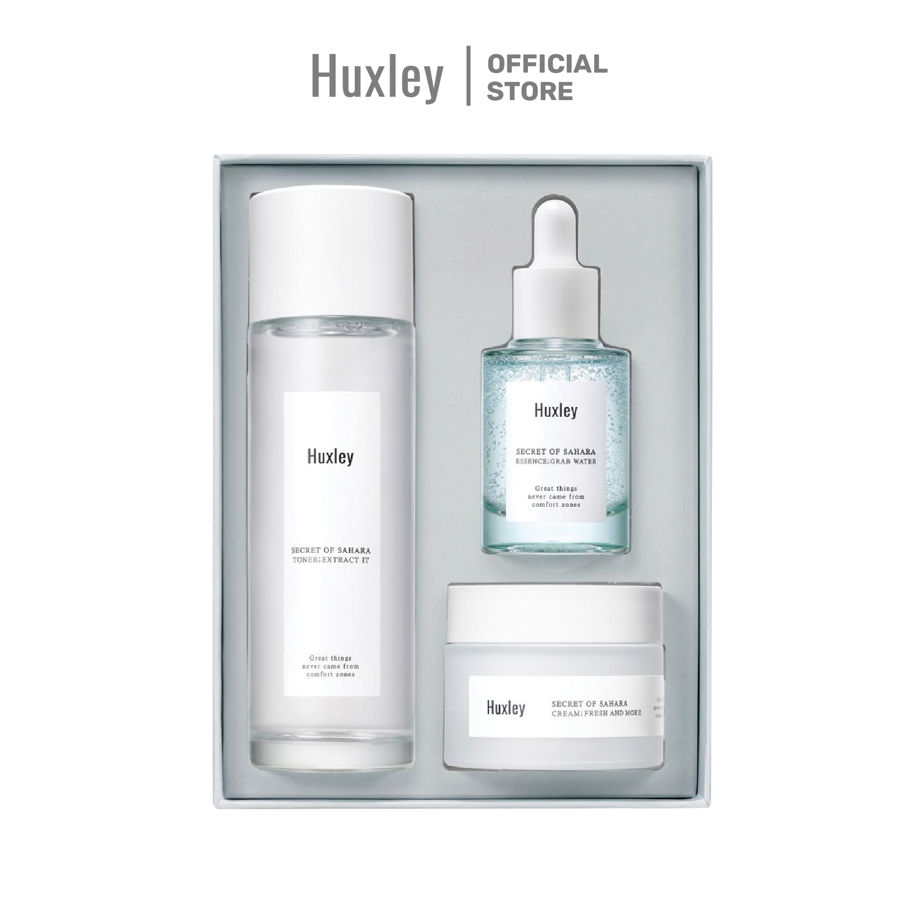 Bộ sản phẩm cấp nước giảm dầu, giảm mụn ngừa thâm hiệu quả Huxley Hydration Trio