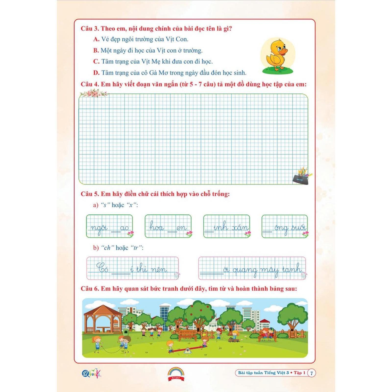 Đề Kiểm Tra Tiếng Việt Lớp 1 - Cả Năm - Chân Trời Sáng Tạo - Bản Quyền