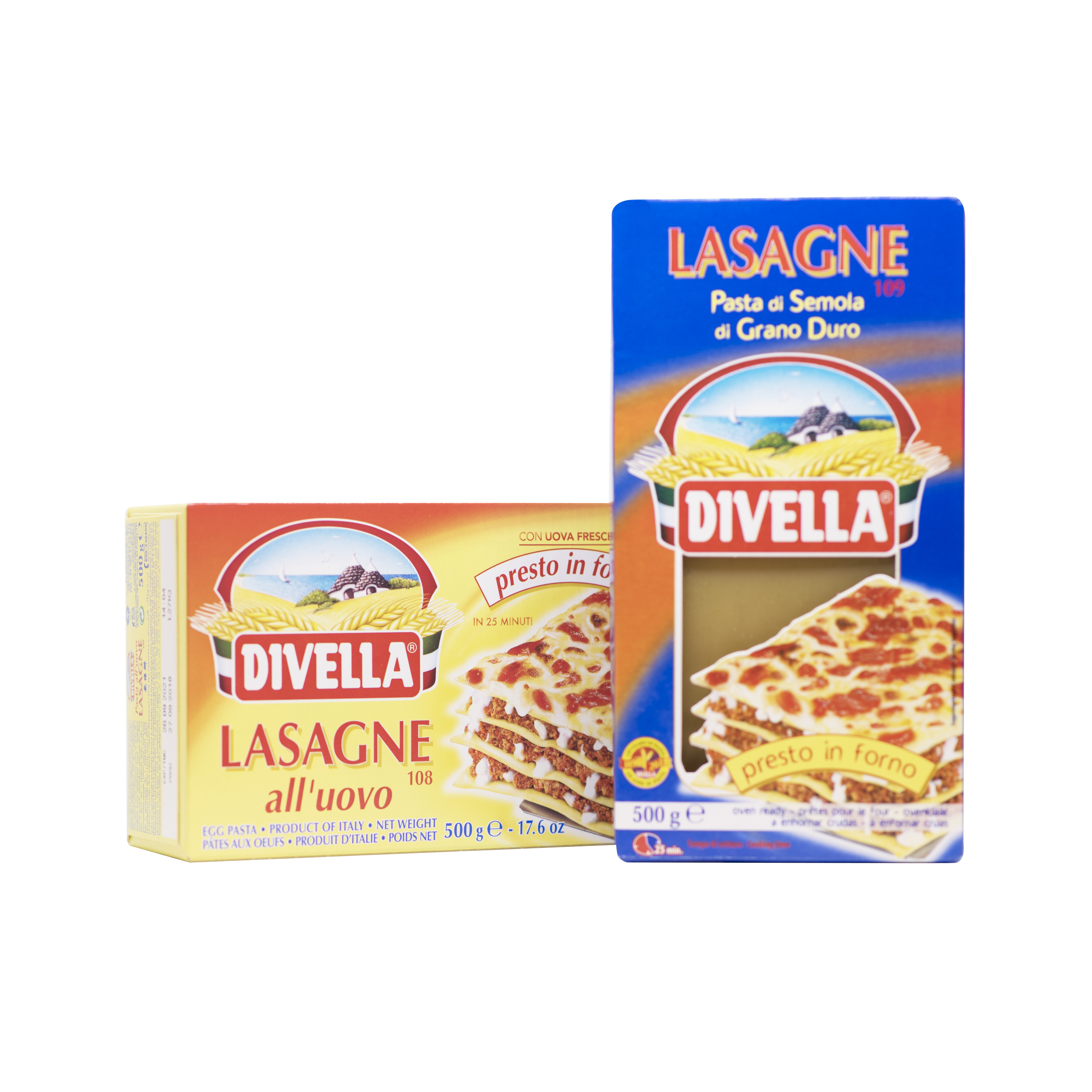 Mì lá Divella Lasagne số 109 – hộp xanh không trứng 500g