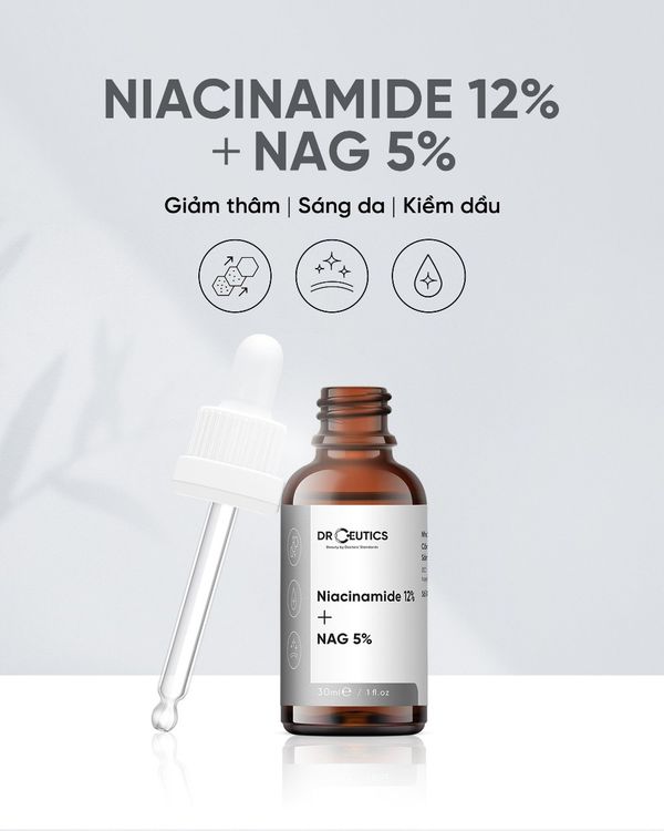 Serum Niacinamide 12% + NAG 5% DrCeutics Mờ Thâm Sáng Da Kiềm Dầu 30ml