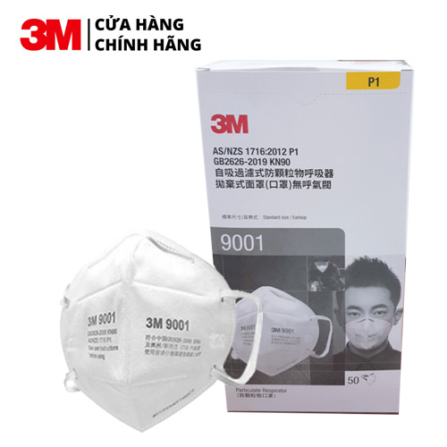 Khẩu Trang 3M 9001 Lọc 90% Bụi Mịn PM2.5 & Khí Thải Chuẩn N90