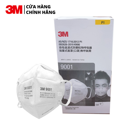 ( 10 cái) Khẩu Trang 3M 9001 Lọc 90% Bụi Mịn PM2.5 &amp; Khí Thải Chuẩn N90