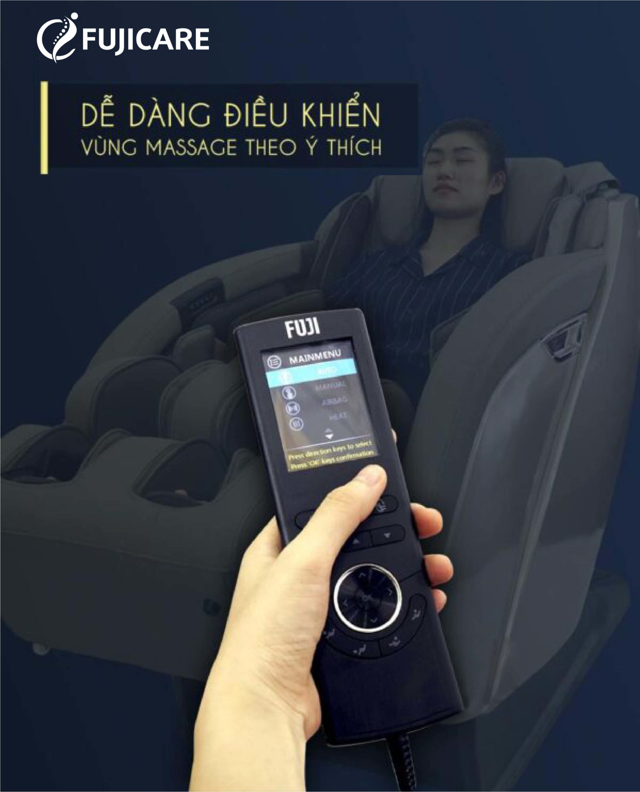 Ghế Massage toàn thân Fujicare FC-S600 chiếc ghế tiên phong áp dụng công nghệ bi lăn 4D MAX trong lĩnh vực mát xa