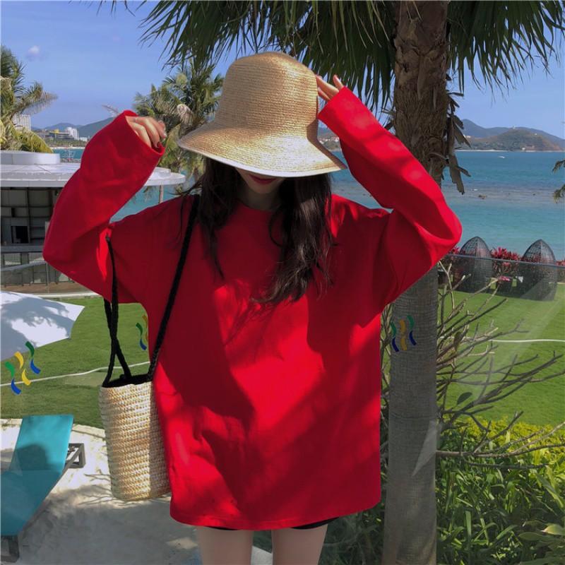 Áo Thun Trơn Tay Dài Oversize Form Rộng, Vải Cotton 75