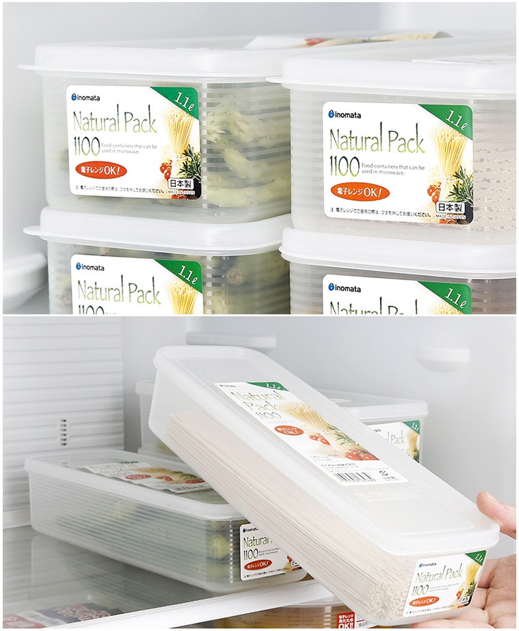Combo 04 Hộp đựng thực phẩm đa năng Inomata 1100ml, có nắp mềm - Nội địa Nhật Bản
