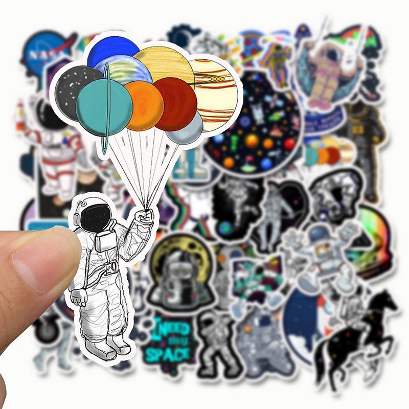 Sticker 50 miếng hình dán Space Astronaut