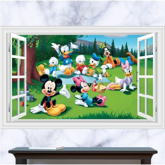 Decal trang trí khung cửa sổ hoạt hình Disney chuột Mickey và Friends